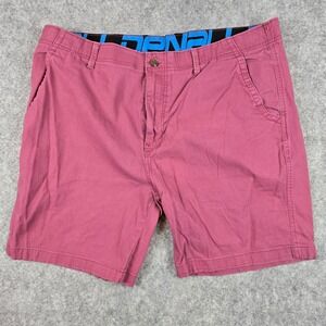 Denali Mens Maroon Burgundy Flat Front Chino Shorts Size 40 Stretch Cotton